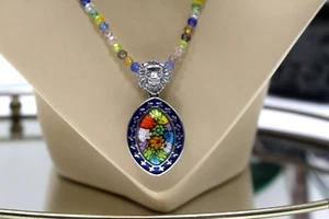 Nuevo 20" Multicolor Estilo Murano Esmaltado Colgante con Cuentas Facetadas - Imagen 1 de 11