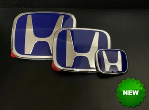 Insignia emblema H del volante delantero+trasero+del volante azul JDM para civic 4 puertas 2006-2015 3 piezas - Imagen 1 de 4