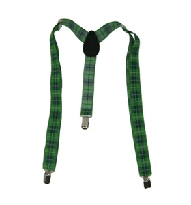 Kids Green Plaid Suspenders Christmas Boys Toddlers Adjustable Clip On   Y Back - Picture 1 of 3