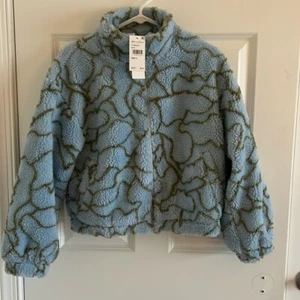 All in Favor Print Fleece Bomber Jacket in Blue NWT size Small - Picture 1 of 8