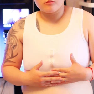 Lesbian Les Tomboy Crop Vest Chest Breast Binder Half Zip FTM Bandage Plus Size - Picture 1 of 14