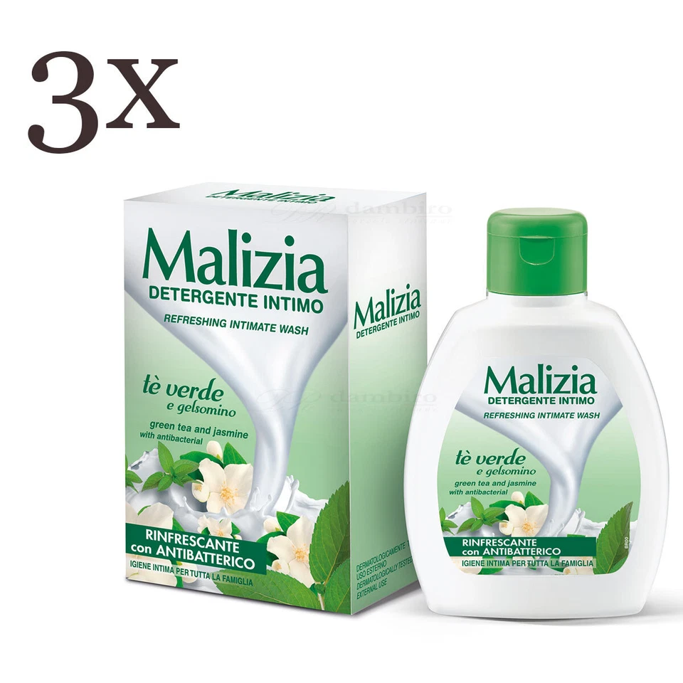 MALIZIA ITALY MALIZIA grüner tee & Jasmin INTIMSEIFE Flüssigseife 3x 200 ml ohne Parabene