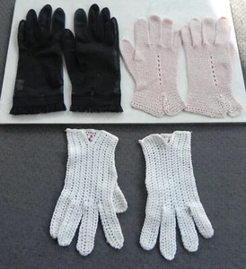 VTG LOT 3 Pairs Women's SMALL Knit Gloves Black, Pink, White Made In France! - Picture 1 of 18