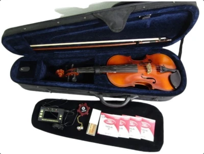 Silver Creek Fiddle w/Case, Bow, Tuner, Metronome, & a Yamaha Note Tuner - Image 1 of 4