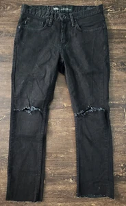 Vans Jeans Mens 28x24 V76 Skinny Black Denim Skater Unisex Destressed - Picture 1 of 4