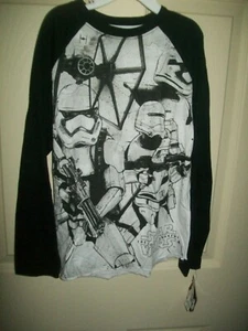 NWT BOYS STAR WARS L/S SHRT SZ 8 SMALL B&W - Picture 1 of 1
