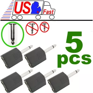 5Pcs 1/4" Male Mono To 2 Dual 6.35mm Female Y Splitter Audio Adapter Connector - Picture 1 of 1