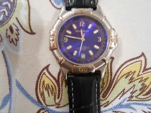 HUGO MAXX 18K GOLD PLT. BLUE DIAL STEEL WATCH WATER RESISTANT - WORKS - Picture 1 of 4