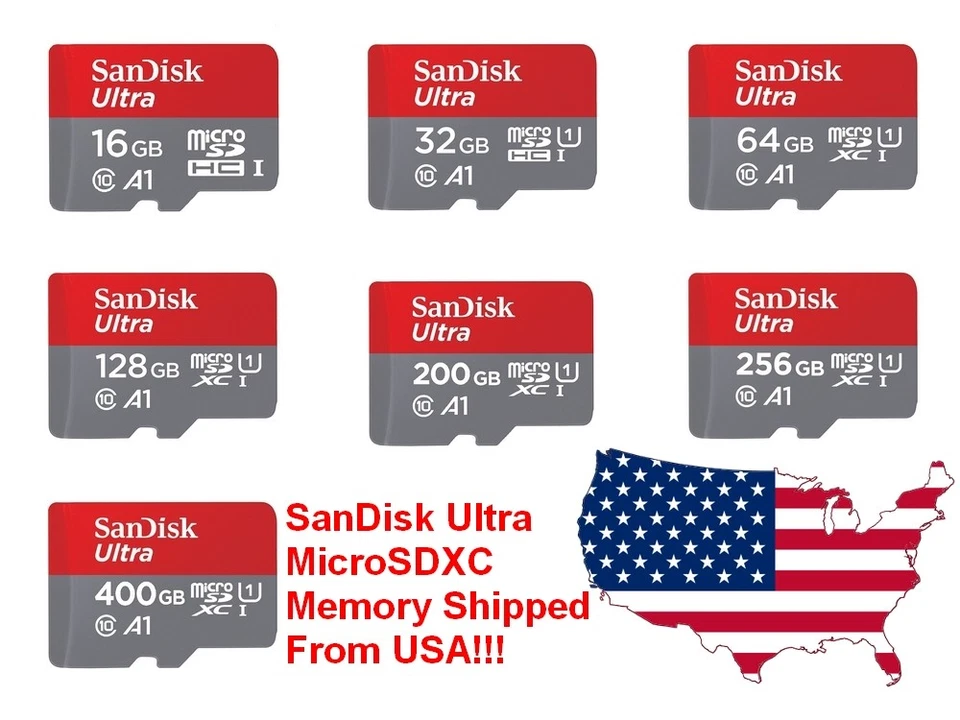 SanDisk Ultra Micro SD Memory Card 16GB 32GB 64GB 128GB 256GB 512GB 1TB Lot - Image 1 of 1