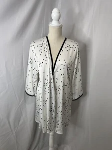 Kate Spade Dream a little Dream black and white satin shirt robe medium - Picture 1 of 11