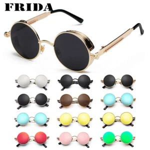New Vintage Polarized Steampunk Sunglasses Fashion Round Mirrored Retro Eyewear - Picture 1 of 37