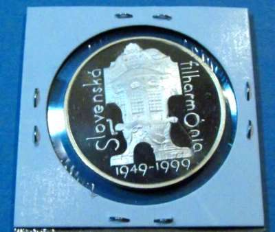 1999 Slovakia Slovak Philharmonic Orchestra 200 Korun Silver PROOF Coin Czech - Image 1 of 2