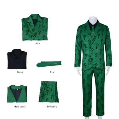 Traje Bat Joker 1966 Acertijo Disfraz Cosplay Edward Nygma Uniforme Verde Foto 1 de 4