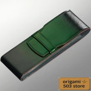 Estuche de 2 bolígrafos de cuero Pilot X Cypris verde acabado Urushi cuero de vaca Japón limitado - Imagen 1 de 5
