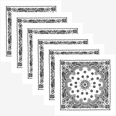 Bandana de cachemira blanca Trainmen paquete de 6 envolturas para cabeza y cara extra grandes 27"x27" Foto 1 de 3