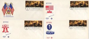 Set of 4 Large 1976 Bicentennial FDC's - Postmark JULY 4, 1976, Philadelphia, PA - Picture 1 of 9