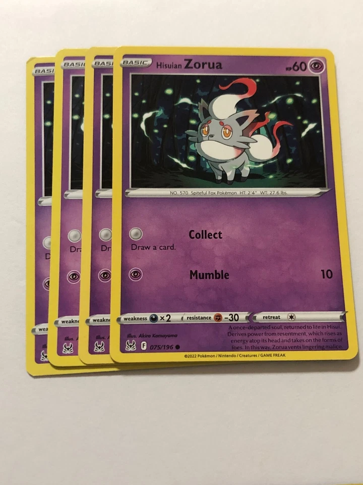 Pokemon Card Lost Origin 4x Playset Zorua 075/196 NM - Image 1 of 1