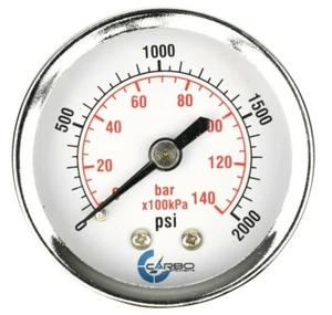2" Pressure Gauge - Chrome Plated Steel Case, 1/4"NPT, Back Mnt. 2000 PSI - Picture 1 of 3
