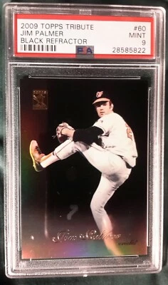 2009 TOPPS TRIBUTE BLACK REFRACTOR JIM PALMER CARD #17 PSA 9 ORIOLES #'D 78/99  - Image 1 of 3