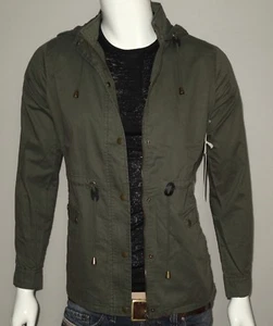 NEW Ci Sono Hooded Jacket in Olive Size Medium Zip/Snap Front Closure - Picture 1 of 9