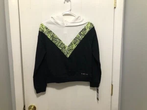 NWT Bebe Girls' Animal Print Accent Hoodie Sweatshirt SZ Large 14 Fleece Lined - Picture 1 of 2