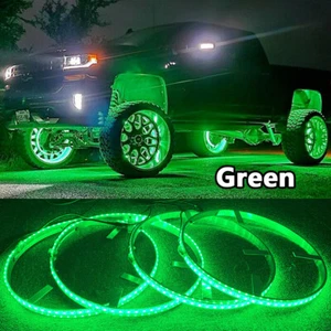 Pure Green 4x 15.5'' LED Wheel Rim Lights For Truck Strobe Change Switch Control - Foto 1 di 10