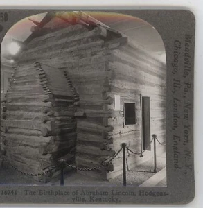 Blockhaus Geburtshaus von Abraham Lincoln Hodgensville KY Stereoansicht um 1920 - Bild 1 von 3