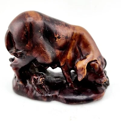 Chinese Antique Soapstone Carving  Of A Sow Pig & Piglets - Early 20th Century - Image 1 of 4