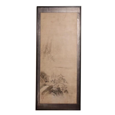 Antiguo paisaje japonés Suibokuga de Kano Tokinobu, siglo XVII. Foto 1 de 4