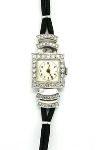 Art Deco Platin Uhr Diamant Handaufzug London - Bild 1 von 7