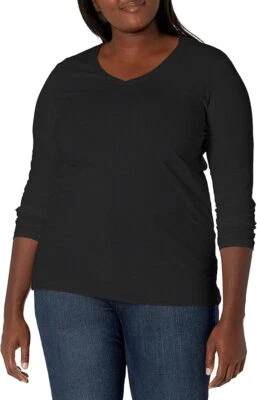 Just My Size Women`s Long-Sleeve Plus Size  V-Neck Tee - Image 1 of 4
