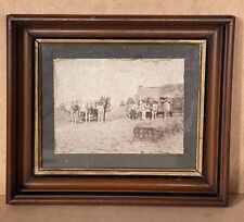 Antique Agricultural Farm Harvest Shadow Box Framed Photo Workers Wagon 1890s