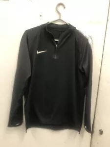 Nike Mens Sports Top Black Swoosh Logo Dri-Fit 1/4 Zip Training Slim Fit Size M - Picture 1 of 6