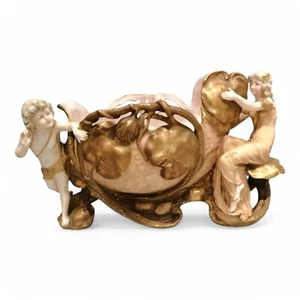 Rare Large Austrian Ernst Wahliss Porcelain Centrepiece, Woman & Child, c. 1897 - Bild 1 von 16