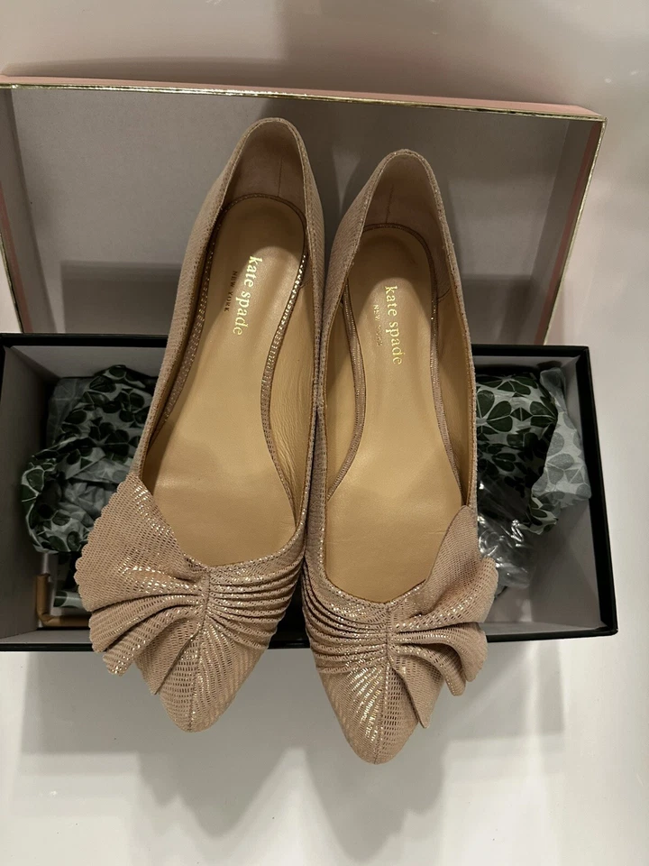 Zapatos de ballet Kate Spade Mujer Nance Planos Oro Rosa Volantes Punta Punta Talla 8.5 Foto 1 de 4
