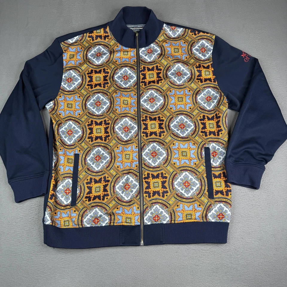 Chaqueta Enyce Para Hombres 3XL Azul Marino Estampado Barroco Cremallera Completa Pista Bombardero Retro Ropa de Calle Foto 1 de 4