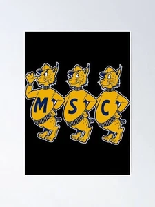 Letrero de metal de 12x8 pulgadas póster mascota vintage MSC trío de gatos amarillo fondo negro - Imagen 1 de 1