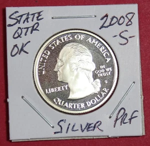 2008-S OKLAHOMA STATE QUARTER  *SILVER PROOF* - Picture 1 of 2