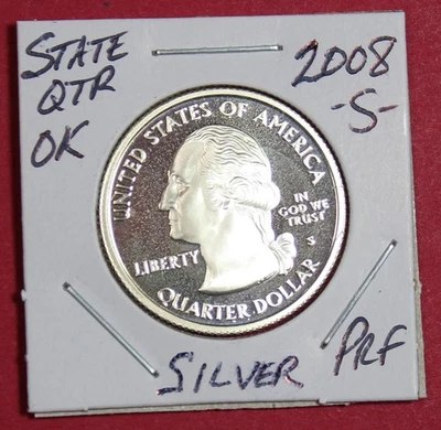 2008-S OKLAHOMA STATE QUARTER  *SILVER PROOF* - Image 1 of 2