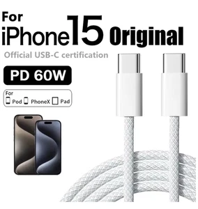 PD 60W Fast Charger 6A USB C to Type C Cable iPhone 15 Pro Max Samsung Phone Cel - Photo 1 sur 16