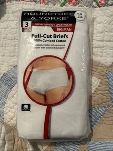 Roundtree & Yorke Big Man 3-Pairs White Full Cut Briefs Underwear Size 56 New - Picture 1 of 5