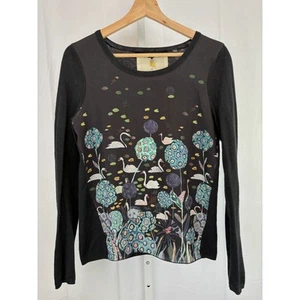 STRICK GEKNOTET Anthropologie Blue Swan Tableau Top Michelle Morin schwarz Größe S - Bild 1 von 6