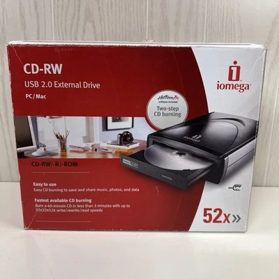 Iomega CD-RW External Drive 52x2x52x USB 2.0 PC Mac Vintage Computer - Image 1 of 4