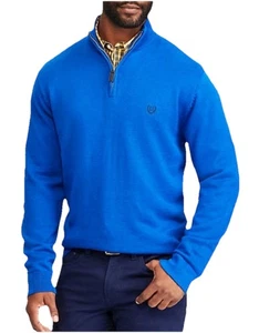 Neu Chaps XL klassische Passform Kaschmirmischung Viertelreißverschluss Pullover blau Mode neu mit Etikett - Bild 1 von 14