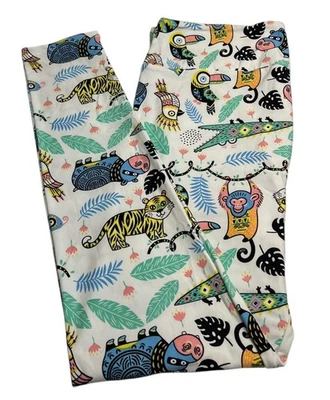 Leggings LuLaRoe TC Alto Curvilíneo Animal Colorido Divertido Selva Tigre HIPPO MONO Zoológico Foto 1 de 4