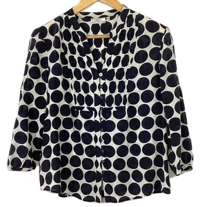 Country Casuals Black & White Pure Silk Polka Dot Blouse UK 14 - Picture 1 of 6