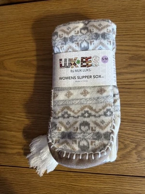 SLIPPER SOCKS Sox LUK-EES WOMENS Small/Medium 5-7 BY Muk Luks NEW - Image 1 of 4