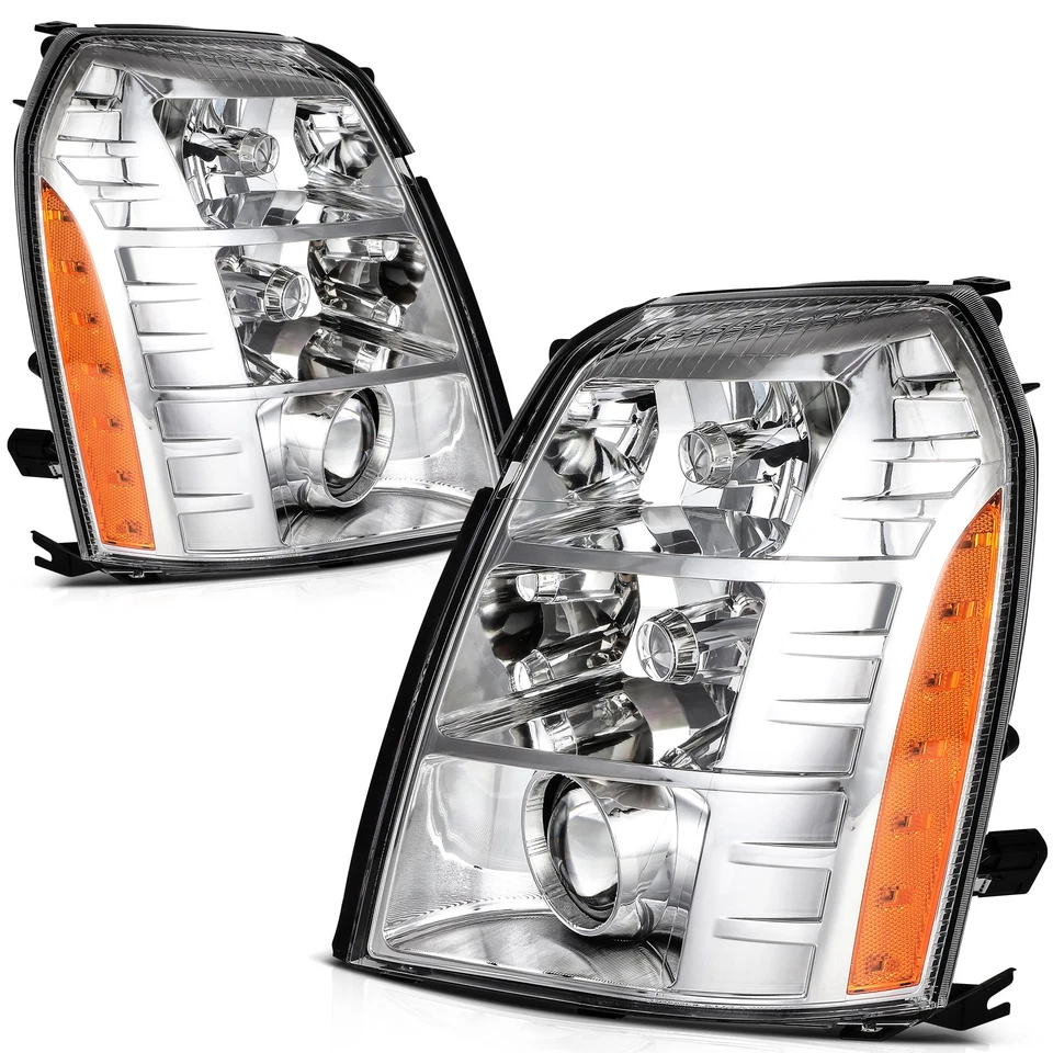 Headlights Assembly Chrome Housing For 07 08 09-14 Cadillac Escalade ESV EXT Foto 1 de 4