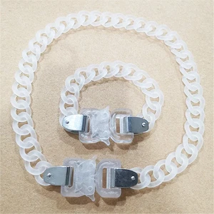 Acrylic Chain Necklace Transparent Matte Lock Pendant Rock Choker Men Jewelry - Picture 1 of 21