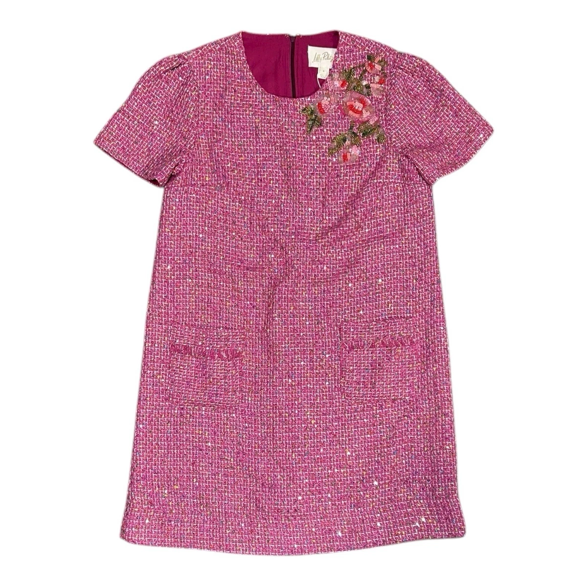 【新品未使用】San Rocco Tweed Knit Dress pink S 新品未使用】San Rocco Tweed Knit Dress pink S FIORE Y2K MINI DRESS